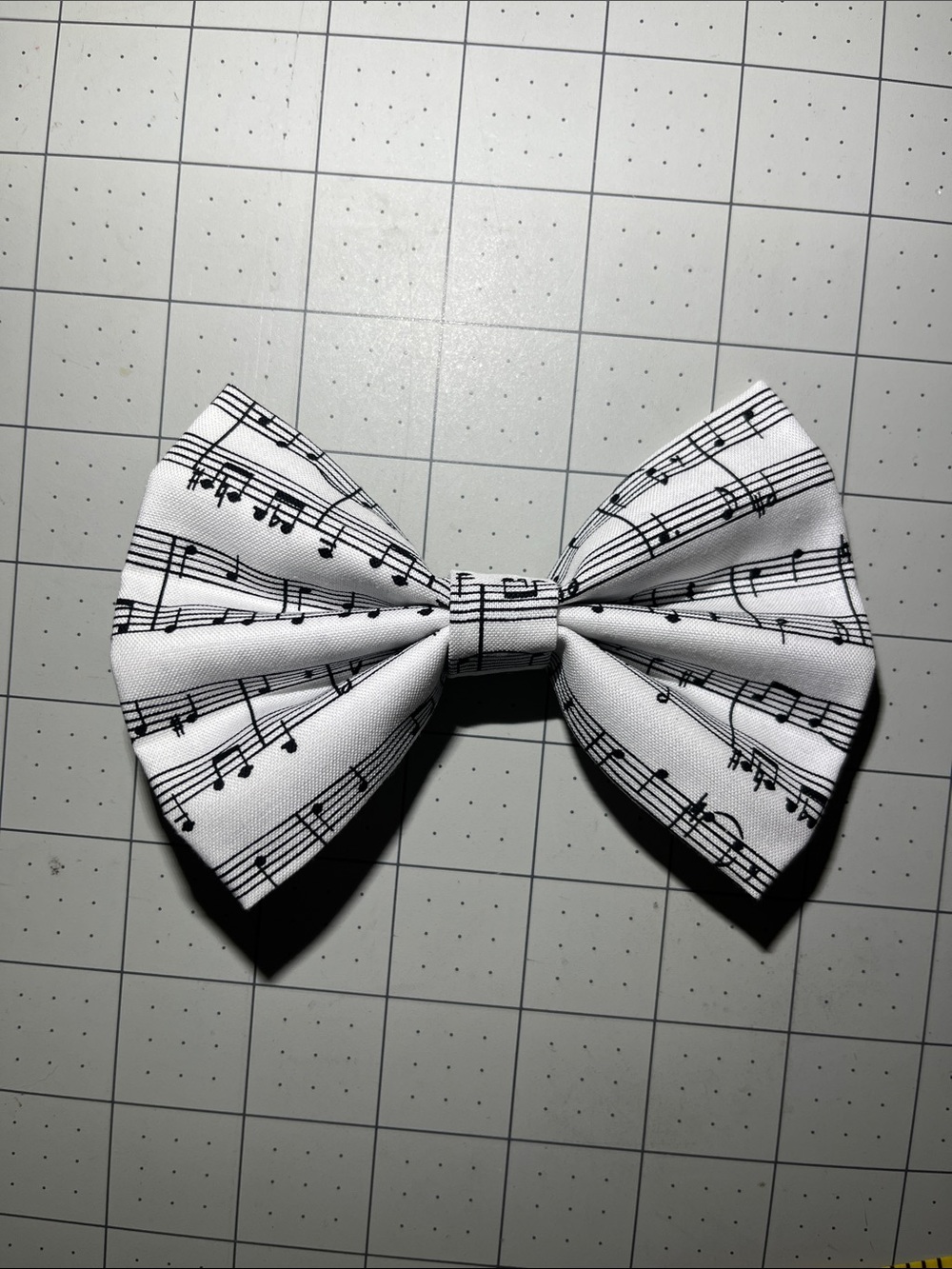 White Music Note Bow Hair Clip for Kids